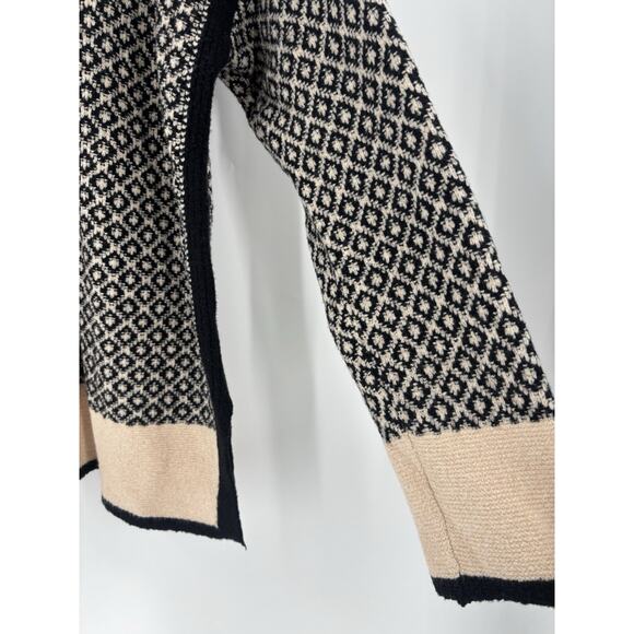 J. Jill Sweater Womens Large Black Beige Pullover Mock Neck Cotton Blend Slit - Picture 4 of 14